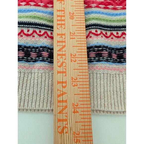 Talbots Fair Isle Sweater Womens Petite Size 2X Beige Colorful Lambswool Blend - Picture 12 of 12